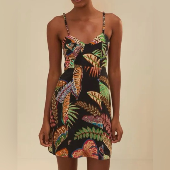 FARM Rio Cool Foliage Black Mini Dress - Size XL - Picture 1 of 10